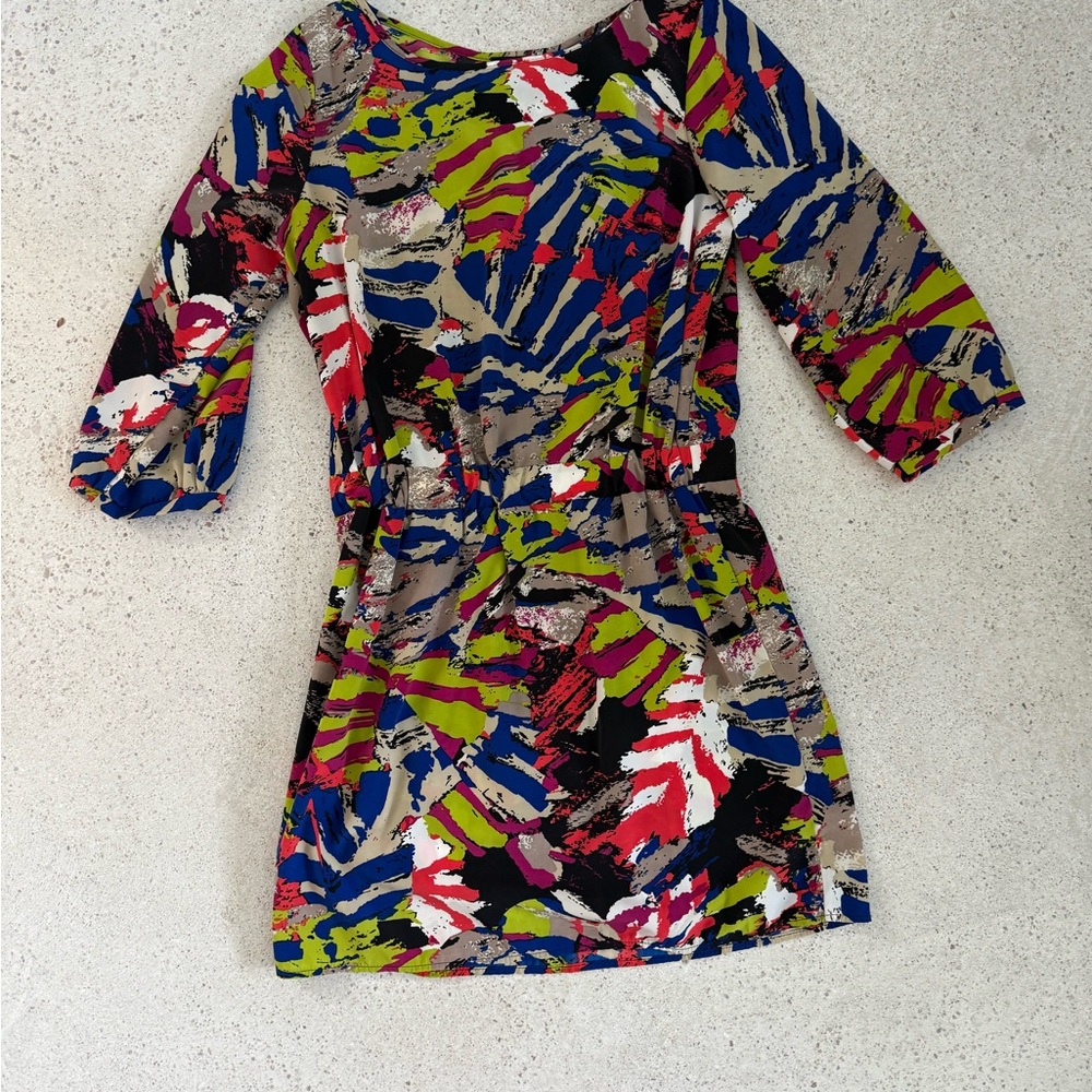 LMD Boutique Abstract‎ Print Dress Women's Medium 3/4 Sleeve Mini Tunic